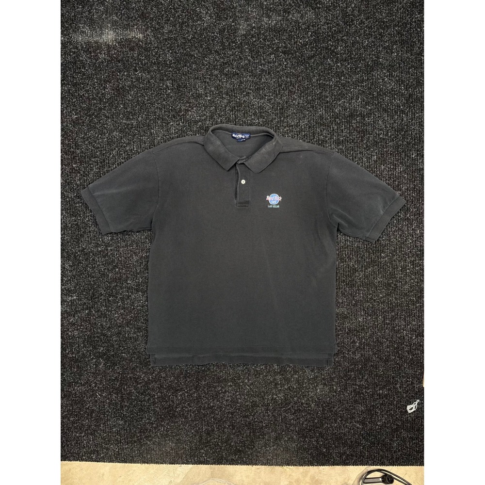 Vintage Hard Rock Cafe Las Vegas Polo Shirt Black Cotton Mens Large Made in USA